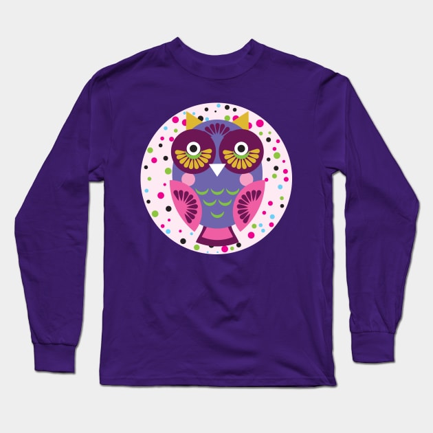 Bright colorful owls (5) Long Sleeve T-Shirt by EkaterinaP